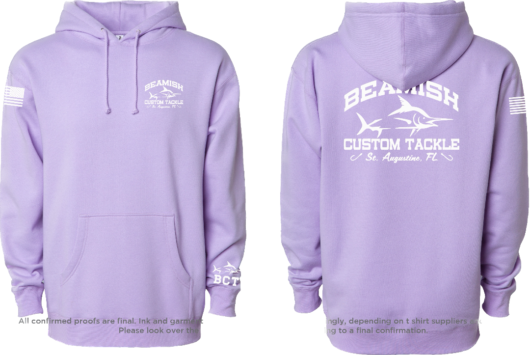 Lavender and White Sweatshirt/Hoodie – Beamish Custom Tackle